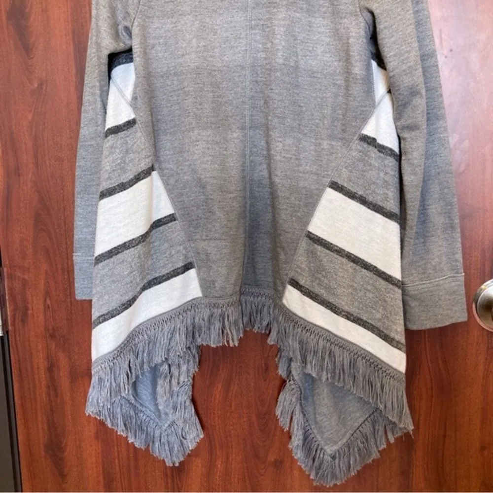 ANTHROPOLOGIE Saturday Sunday Elise Gray Striped Fringe Cardigan Sweater Small - Image 6
