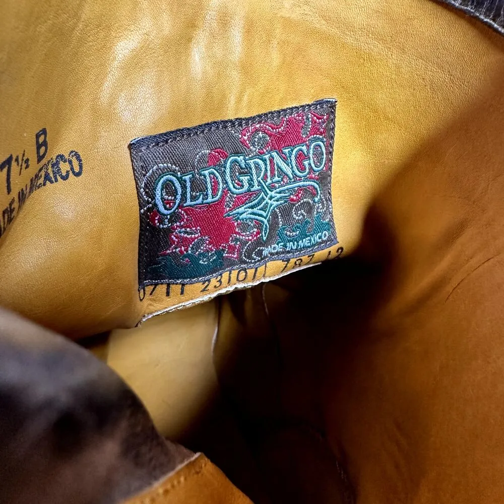 Old Gringo Ankle Moto Boots Leather Embroidered Studded Semi Pointed Brown 7.5B - Image 6