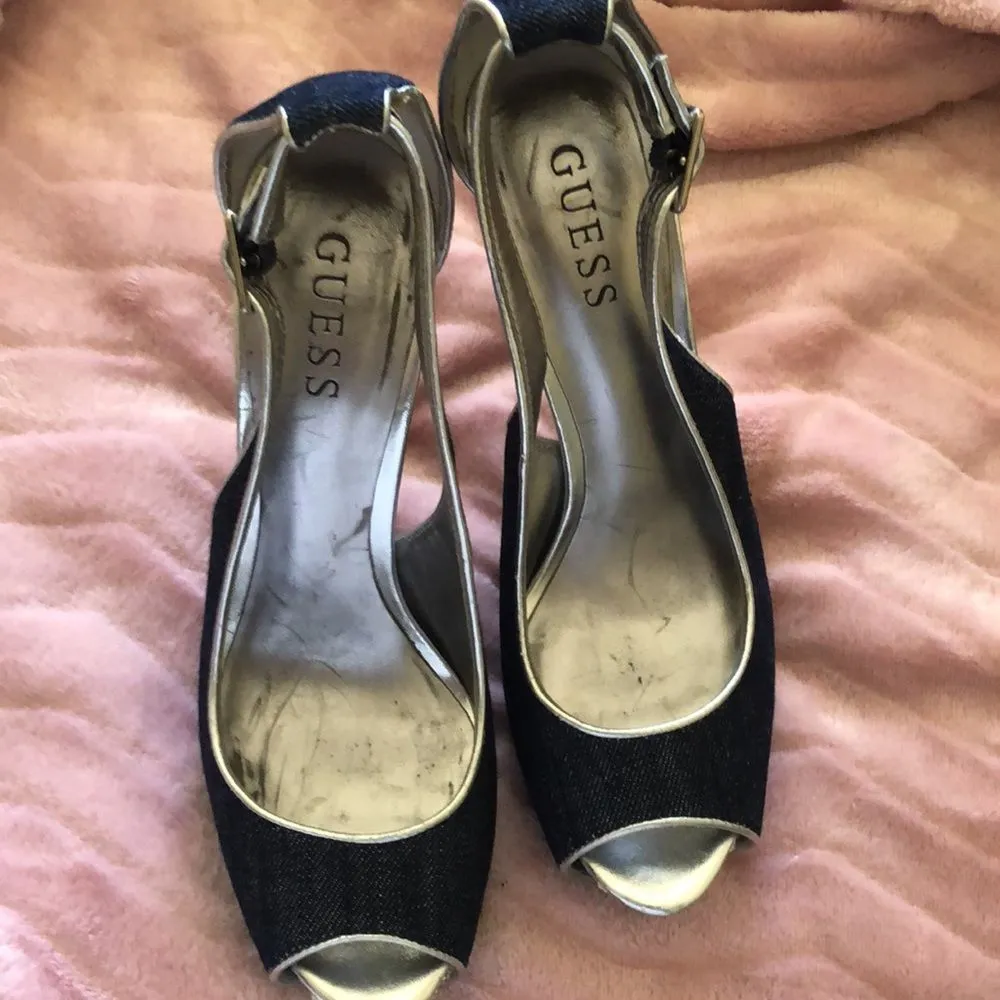 Guess Denim Silver and blue glitter Peeptoe - Image 6