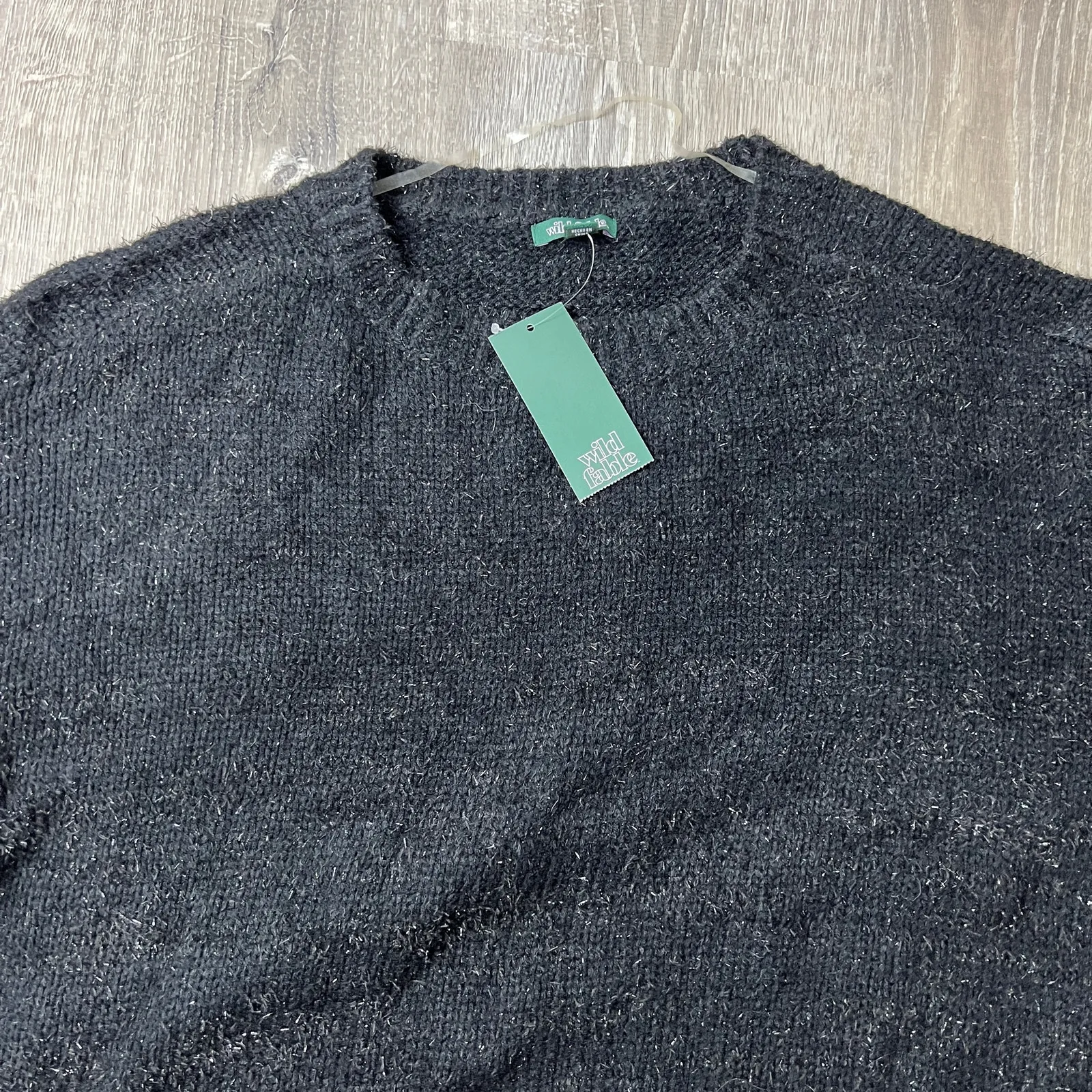 Wild Fable Women's Black Long Sleeve Crewneck Tinsel Sweater - Size Large - NWT - Image 4