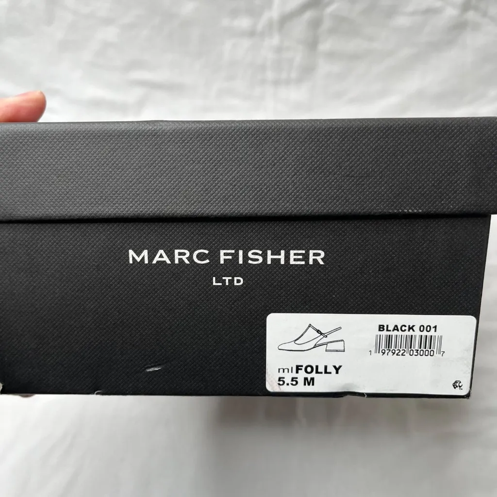 Marc Fisher Ltd Women's Folly Black Patent Leather T-Strap Sling Back Pumps Size - Image 2