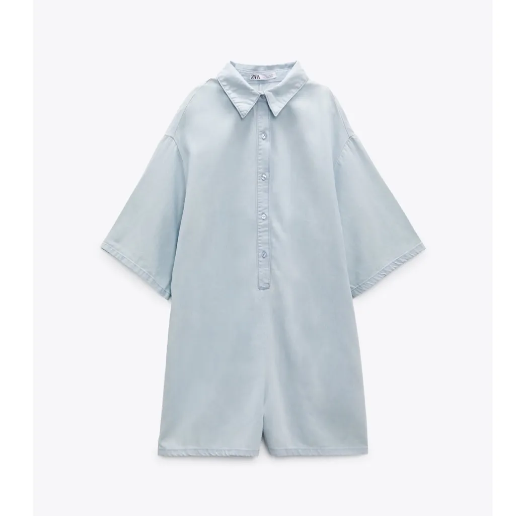 NWT ZARA Flowy Jumpsuit Romper Chambray XS Relax Oversized XS Bloggers Fave - Image 3