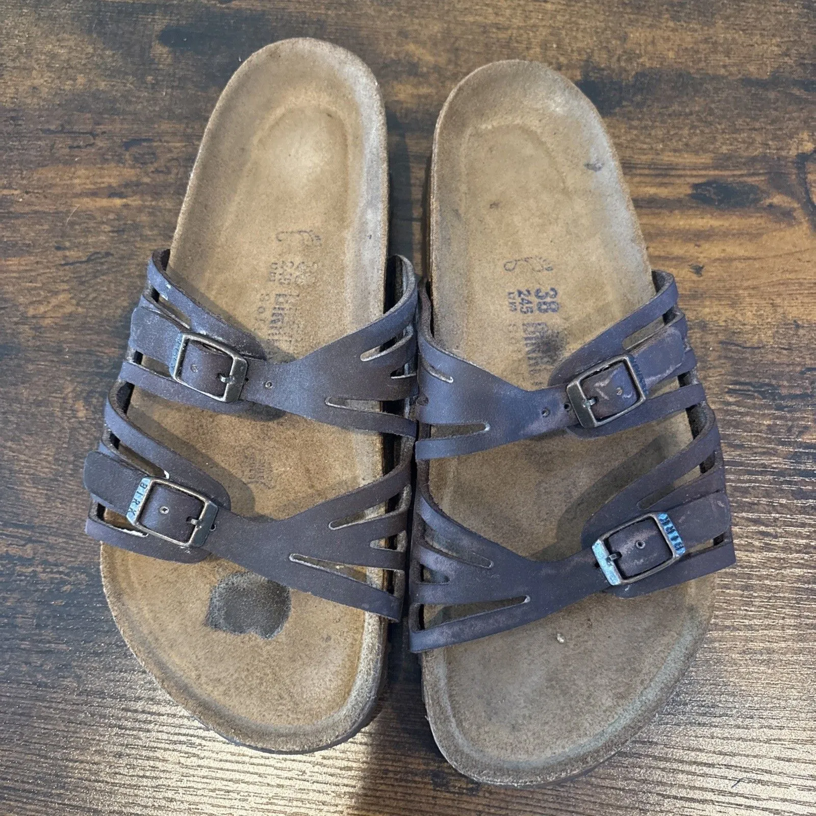 Birkenstock Granada Slide Sandal Women Size 38 US Size 7 Brown Oiled Leather - Image 2