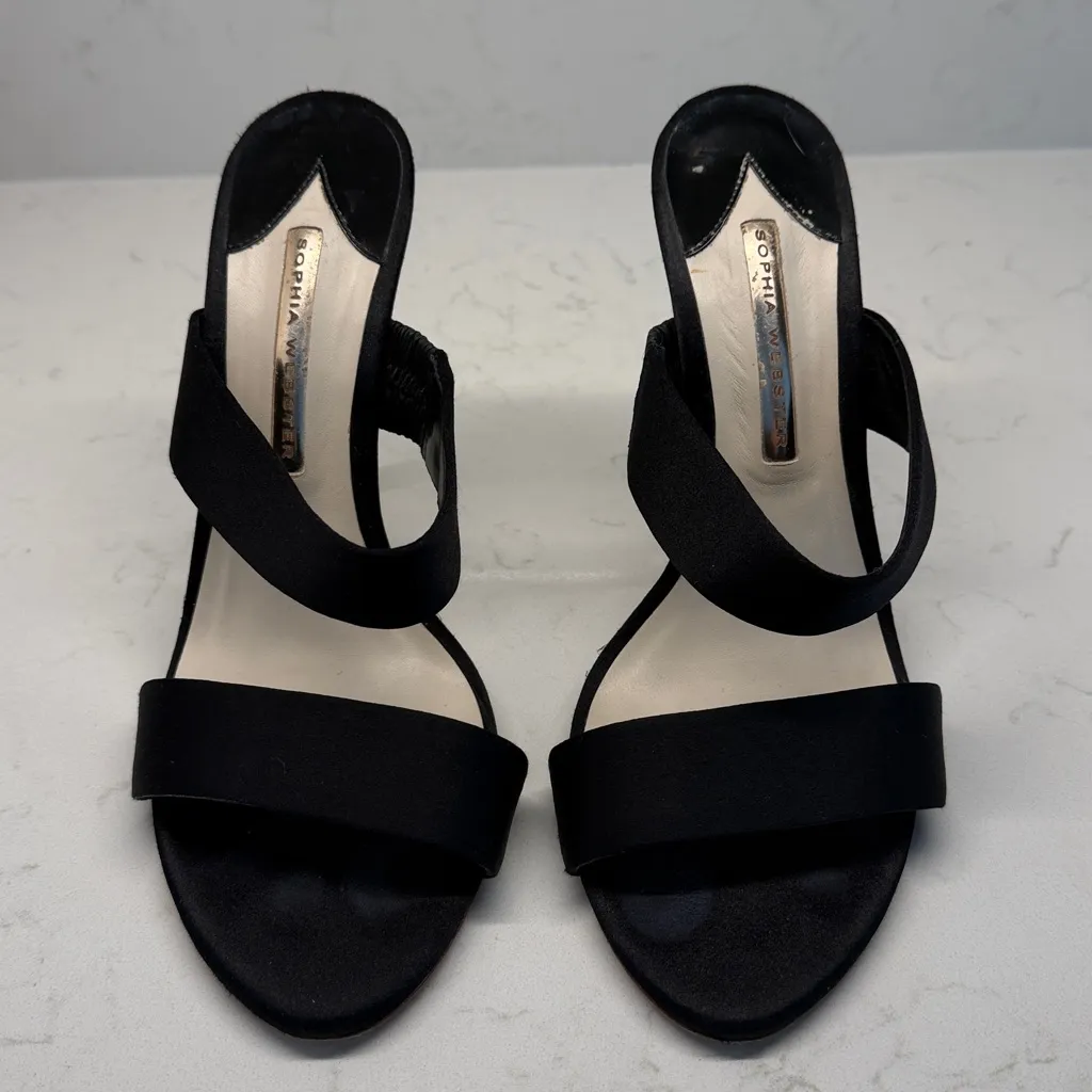 Sophia Webster Black Rosalind Satin Thick Strap Heel - Image 3