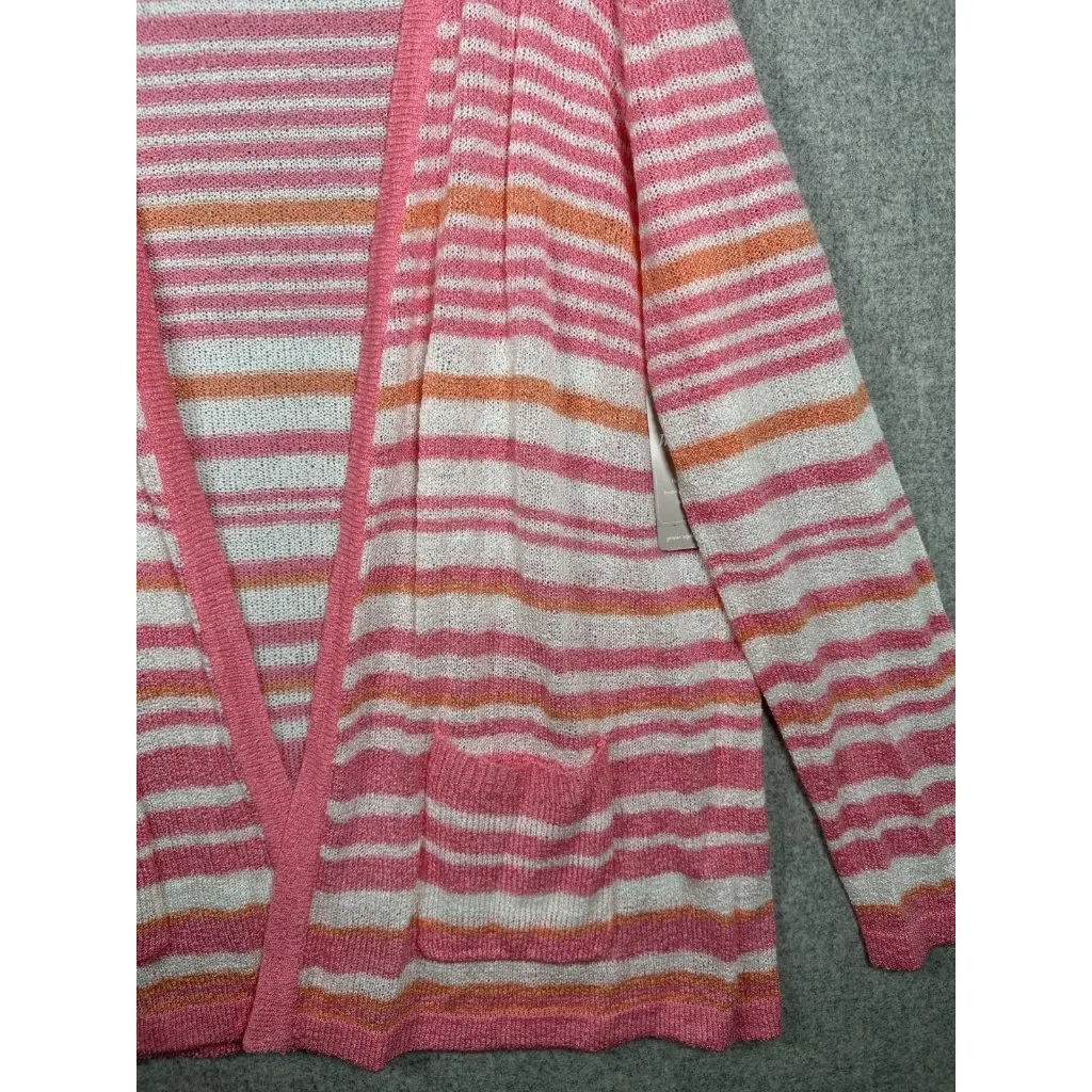 NWT White Stag XL Womens Cardigan Sweater Pink Striped Long Sleeve Open - Image 10