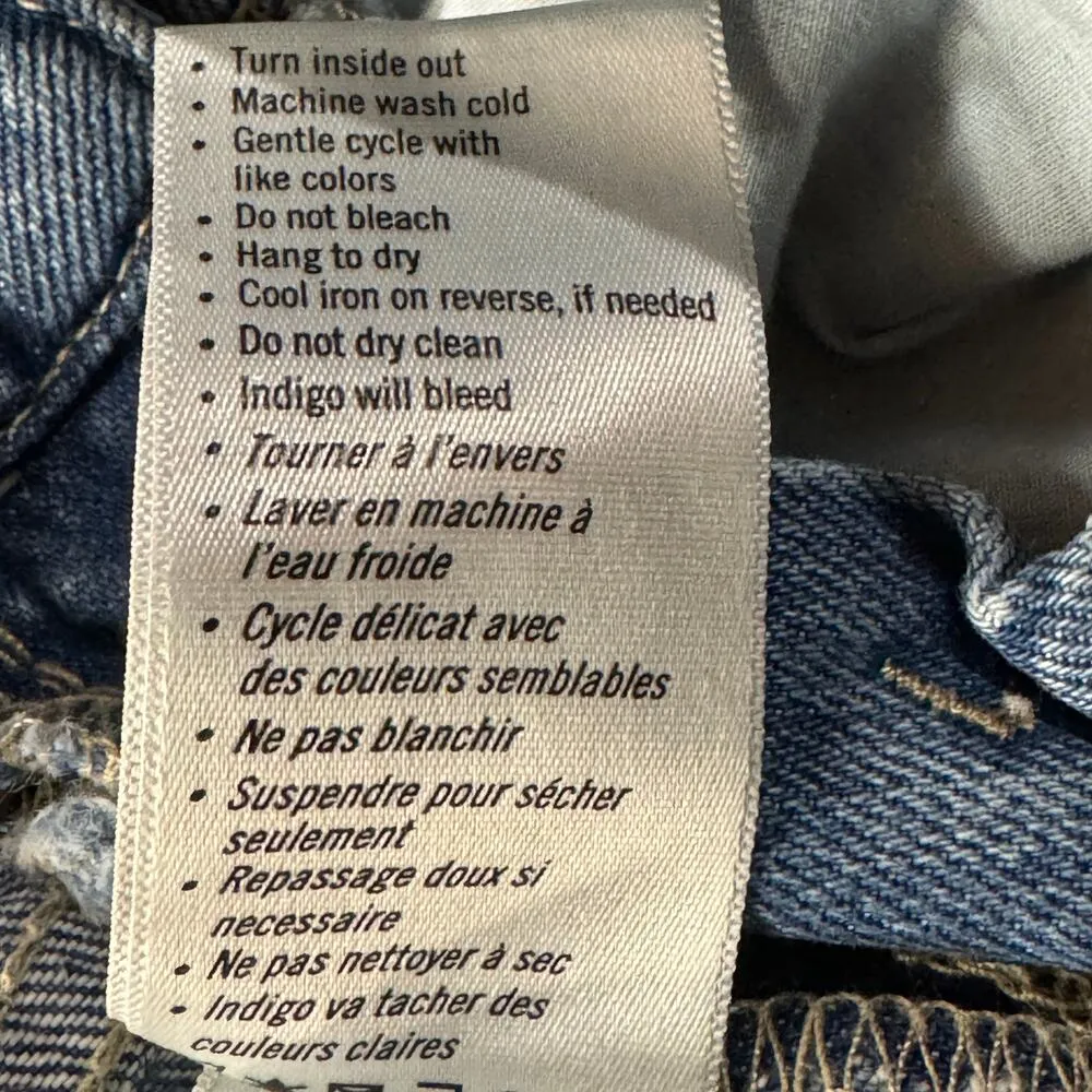 Paige SZ 27 Retta Overall Mini Jean Dress Frayed Hems Whiskered Medium Wash Blue - Image 8