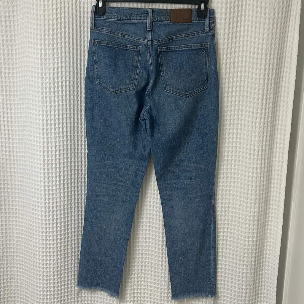 Madewell The Perfect Vintage Jean Medium Wash Raw Hem Straight Jeans Size 28 - Image 5