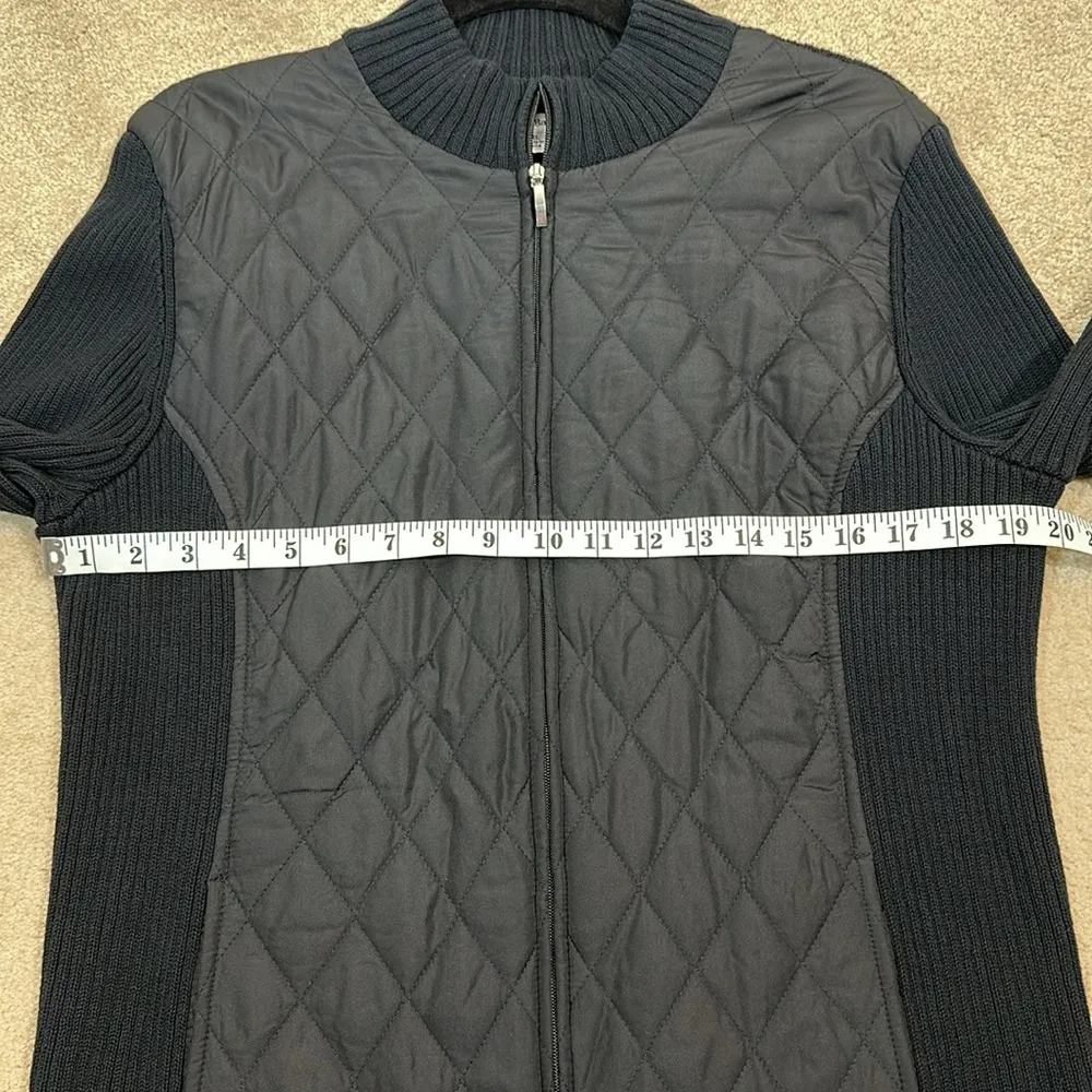 Croft & Borrow Black Quilted Sweater Knit Lightweight Full Zip Jacket Women XL - Image 3