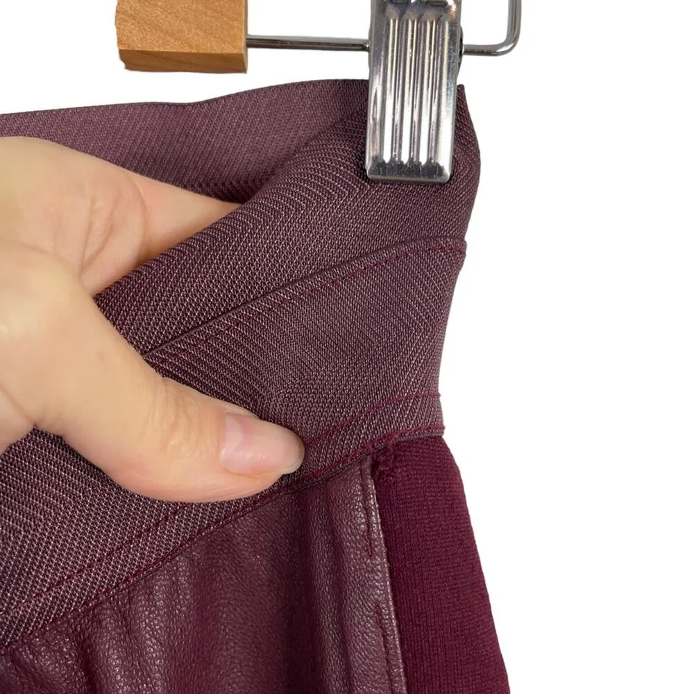 PAIGE Paloma Genuine Leather Panel Paloma Leggings Pants Burgundy Small - Image 12