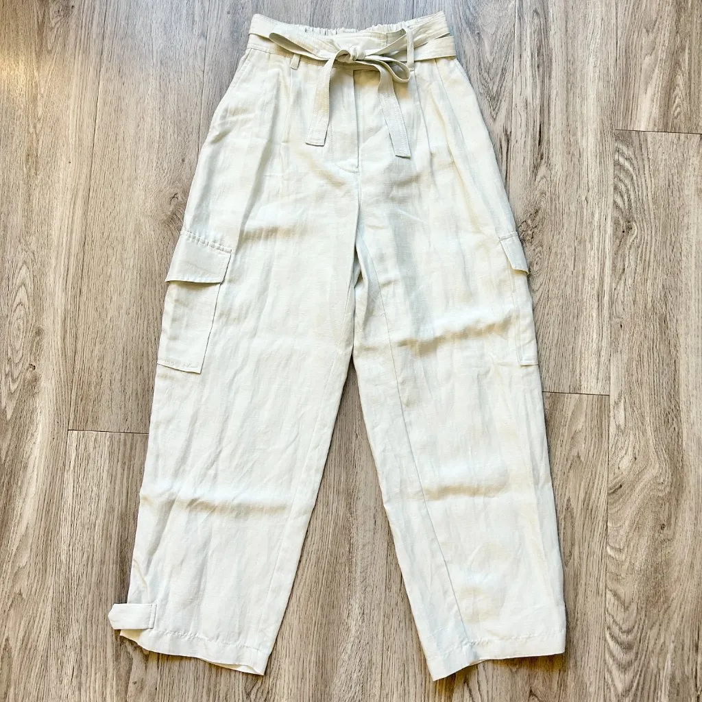 Aritzia Wilfred Kafka Linen High Rise Cargo Coastal Pants in Sand Cream Size 0 - Image 2