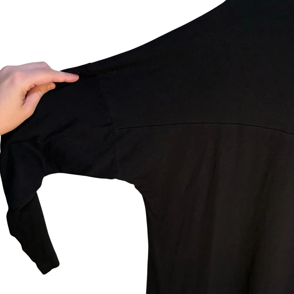 Eileen Fisher Black Turtleneck Long Sleeve Jersey Knit High Low Hem Oversized - Image 3