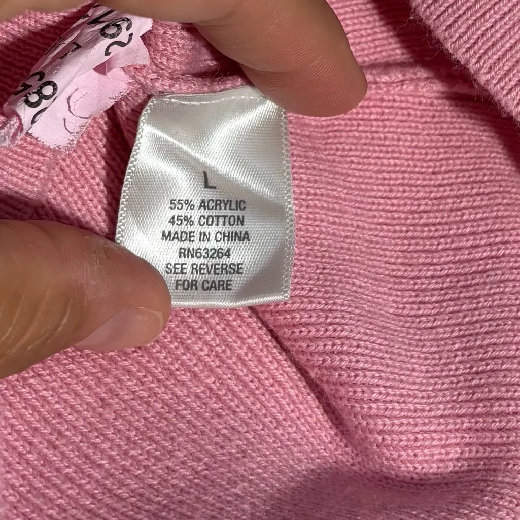 Dressbarn Lightweight Square Neck 3/4 Sleeve Casual Soft Pink Sweater,L, Office - Image 8