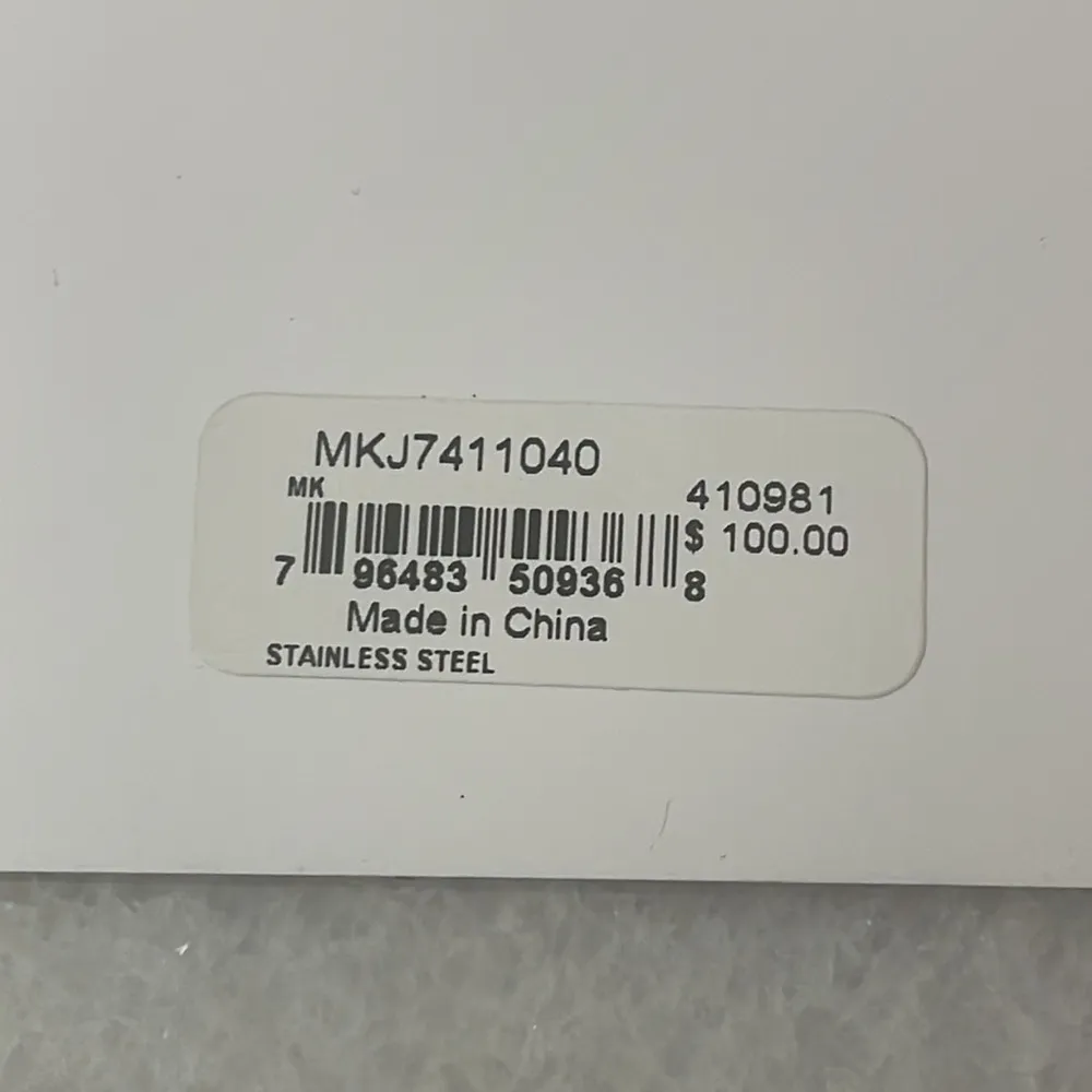 Michael Kors Earrings Stud Silvertone Stainless Steel Logo Locket - Image 2