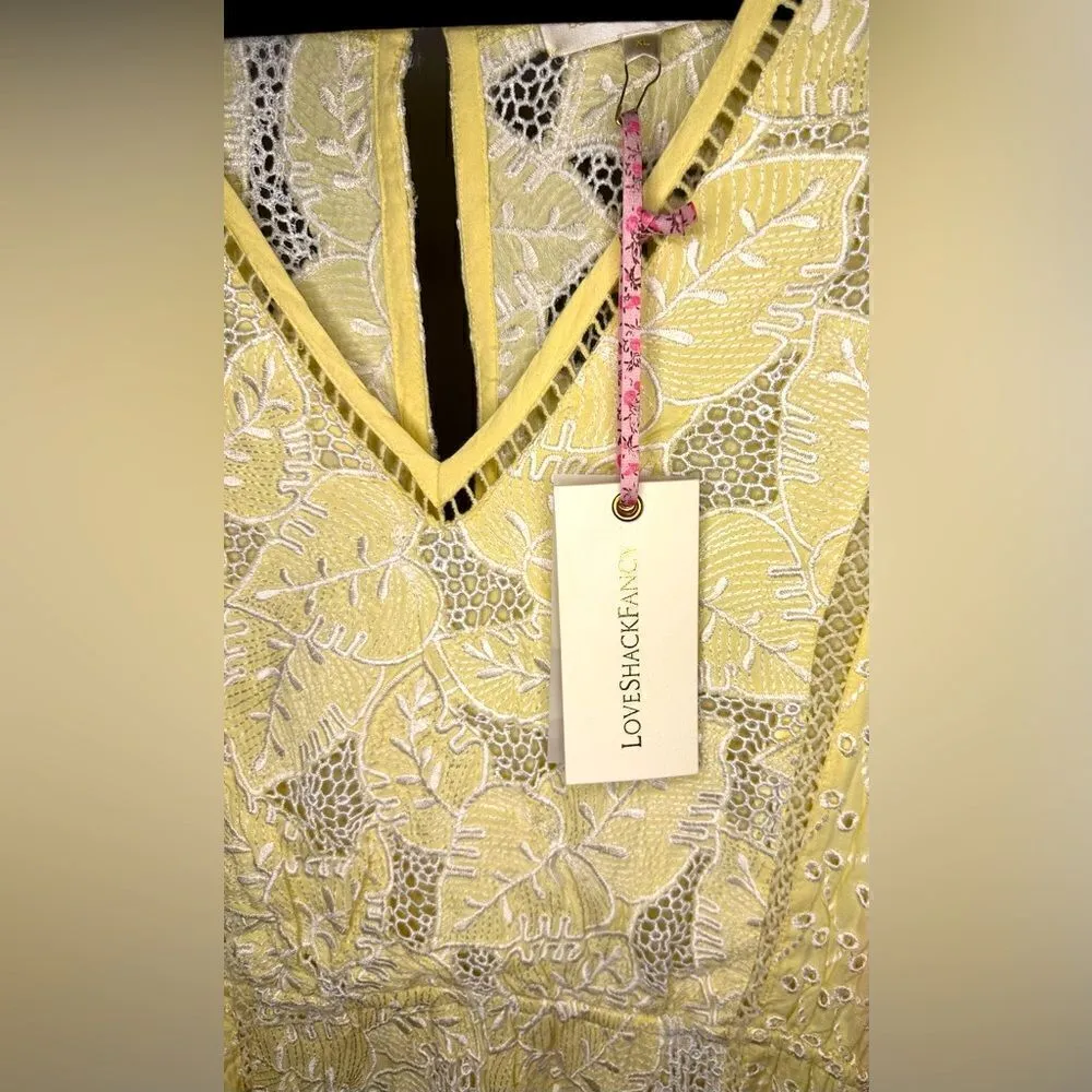 LoveShackFancy Jobelle Crochet-Trimmed Broderie Anglaise Mini Dress in Yellow - Image 7