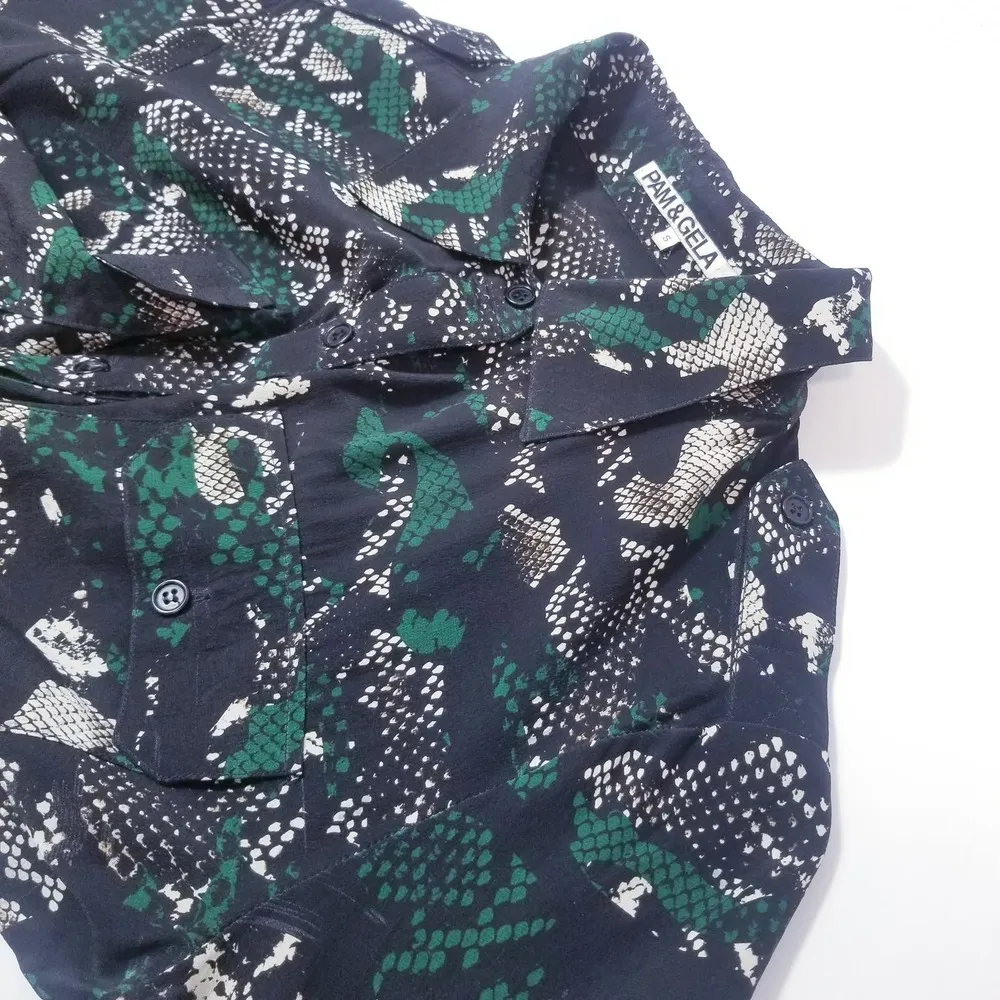 PAM & GELA Animal Print Collared Shirt Dress - Image 4