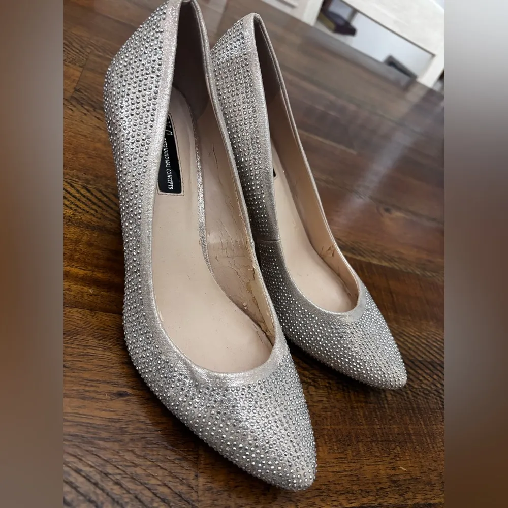 INC International Concepts Heels Silver Rhinestone Jeweled Pumps Size 10M - Image 3