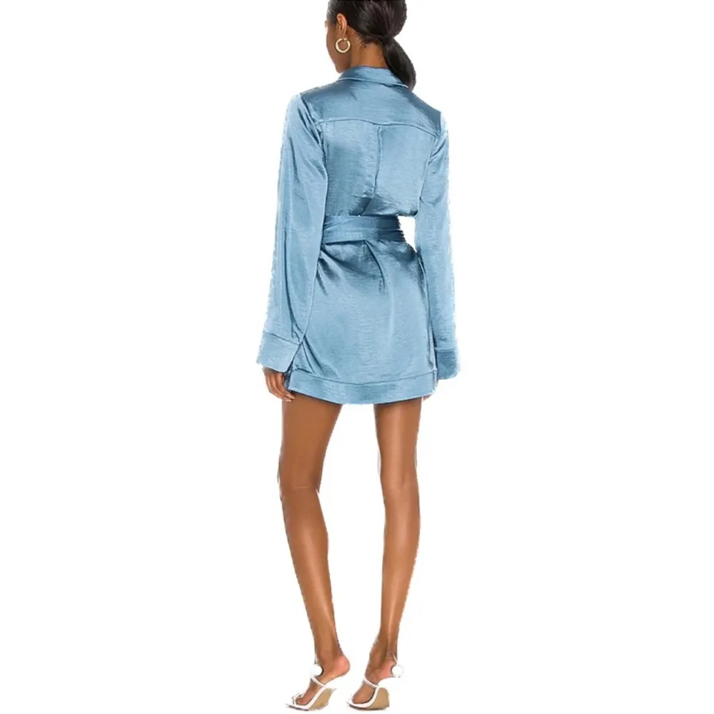 Camila Coelho Priscilla Mini Dress in Blue XS - Image 3