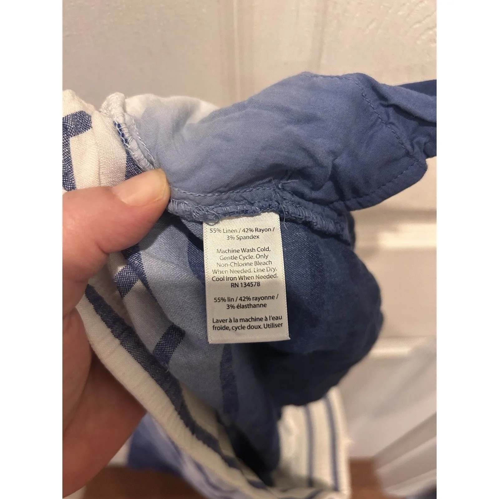 Vineyard Vines Shorts Women's Medium Dip Dye Stripe Pull On‎ Linen Blend Tie - Image 7