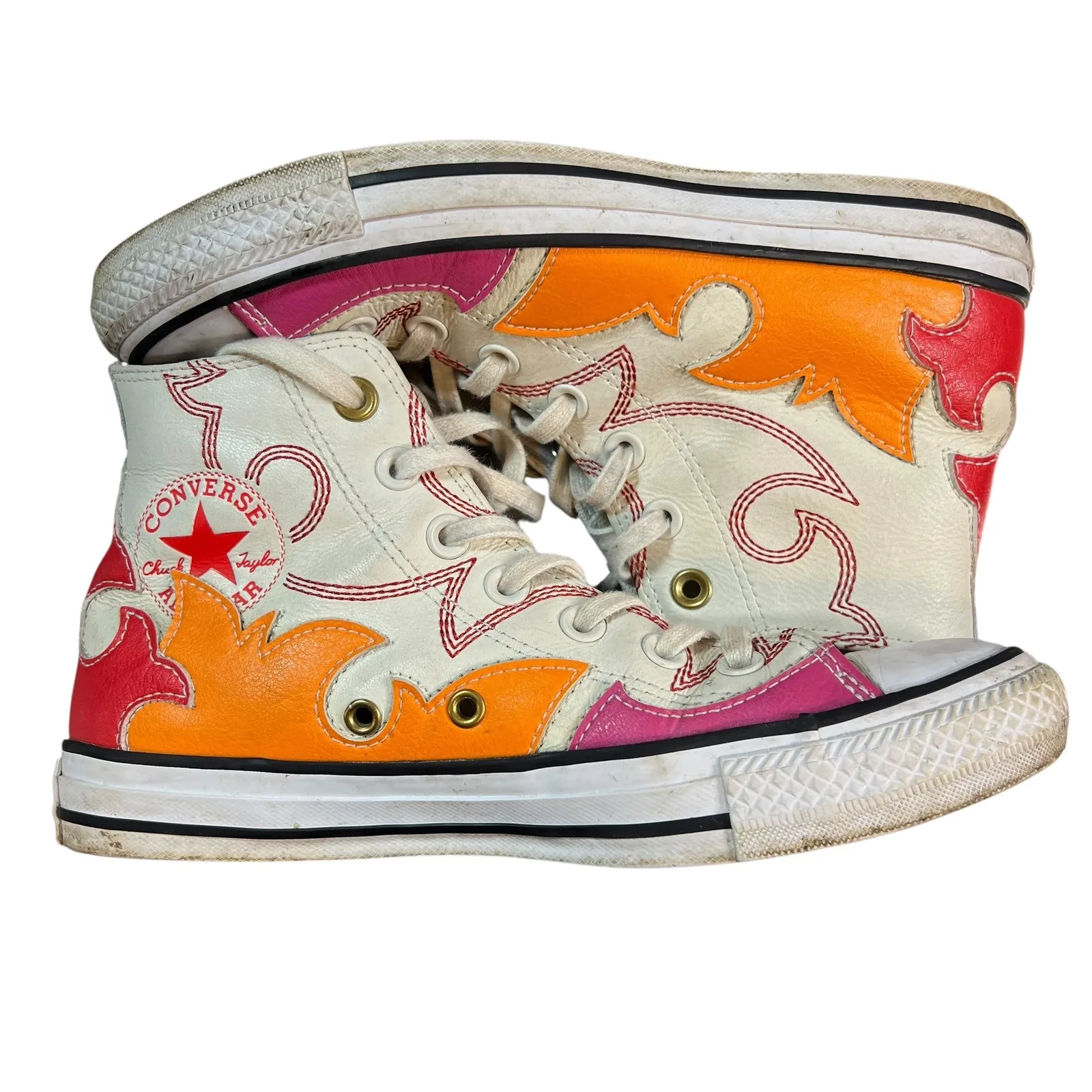 Converse Chuck Taylor All Star High Top Flames Leather Sneakers Womens 7.5 - Image 2