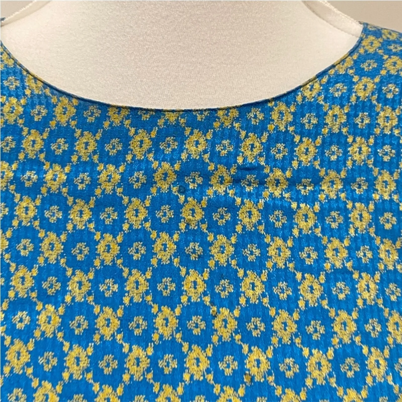 Vintage Skirt Top Set Silk Medium Petite 2 piece Cocktail Party PM 12P 80s 40s Blue - Image 9