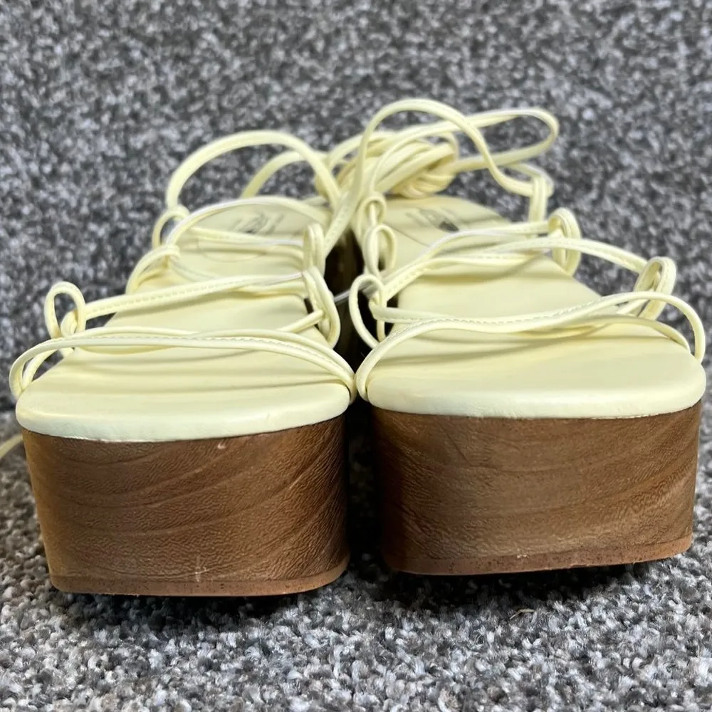 x Free People Platform Sandals Womens 8 Cream Lace Up Wedges - Image 6
