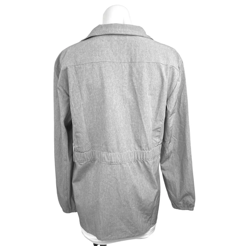 Hang Ten Gray Full Zip Water Repellant Activewear Hybrid Windbreaker Jacket Sz M - Image 3