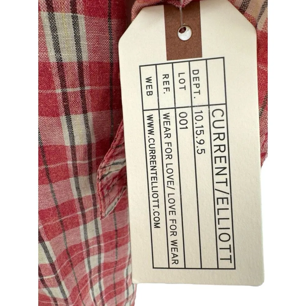 New Current‎ Elliott Linen Cotton Blend Levee Western Plaid Shirt Dress Size 0 - Image 7