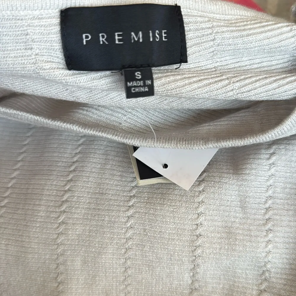 PREMISE Womens Size S Aluminum Heather Textured Knit Sweater Top Curved Hem Cozy - Image 10