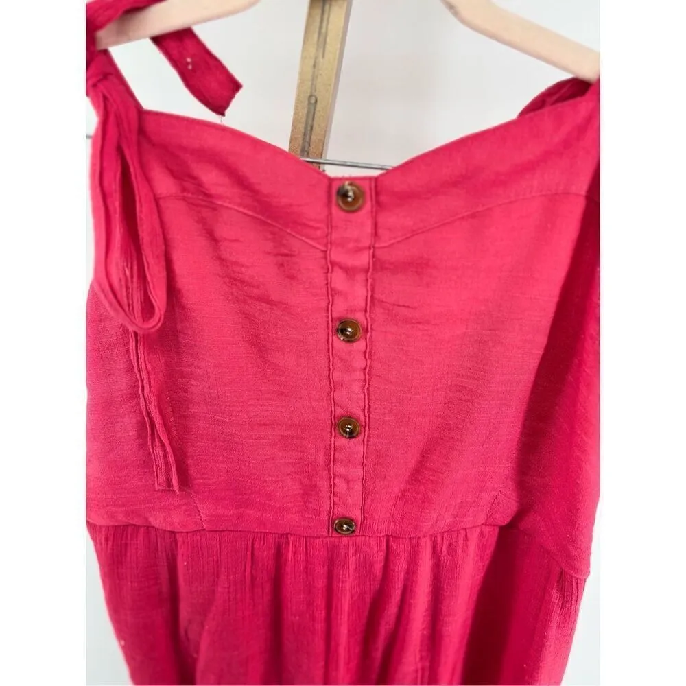 Mlle Gabrielle Jumpsuit Womens Size 3X Red V Neck Sleeveless Casual Button Front - Image 5