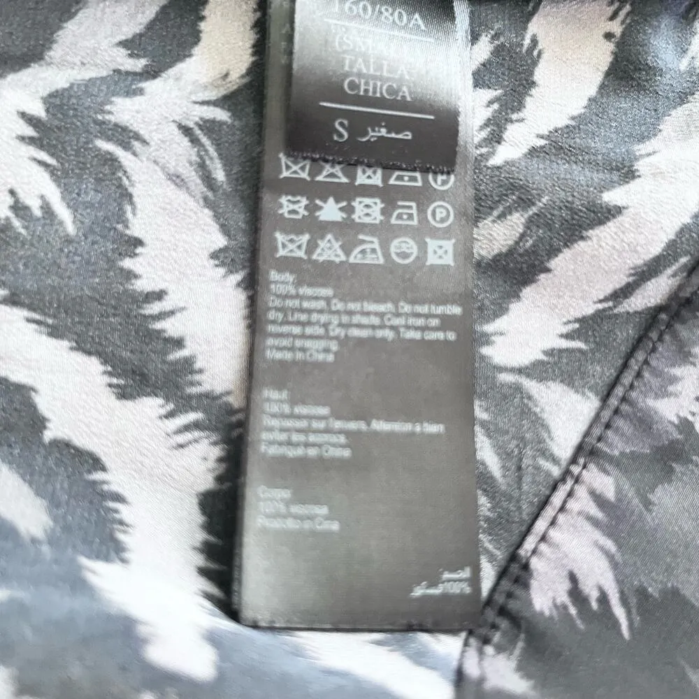 All Saints Fayre Remix Animal Printed Long Sleeve Black Handkerchief Midi Dress - Image 12