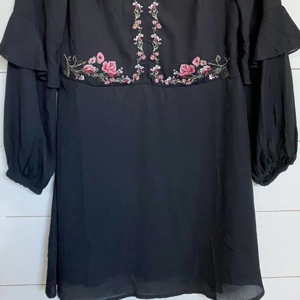 H&M Chiffon Dress With Floral Embroidery Boho NWT - 8 - Image 10