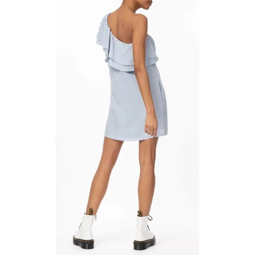 Cotton Candy LA Milano Chambray Single One Shoulder Ruffle Mini Dress CD-7894 - Image 2
