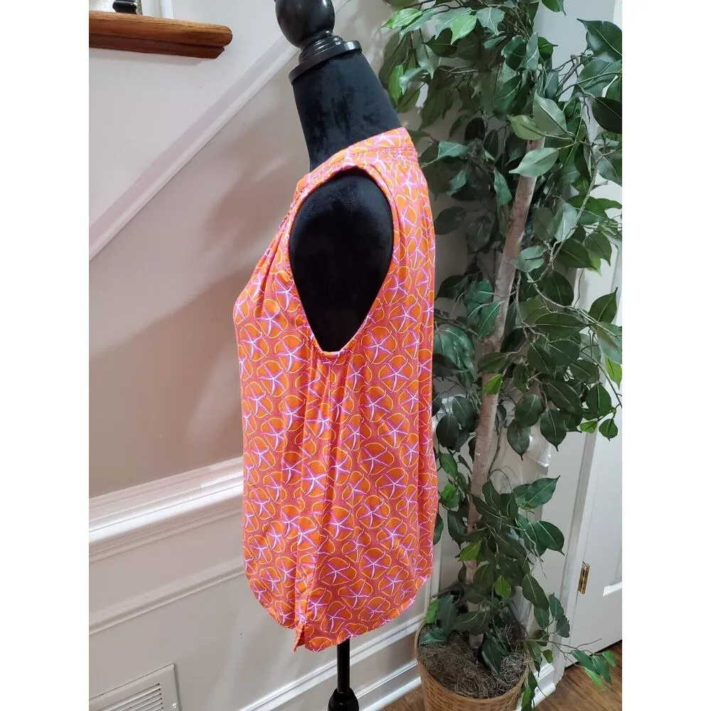 Escapada Women's Orange 100% Rayon V-Neck Sleeveless Pullover Top Blouse Small - Image 5