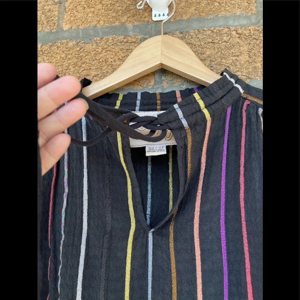 ACE & JIG METALLIC STRIPE TOP BLOUSE XS - Image 2