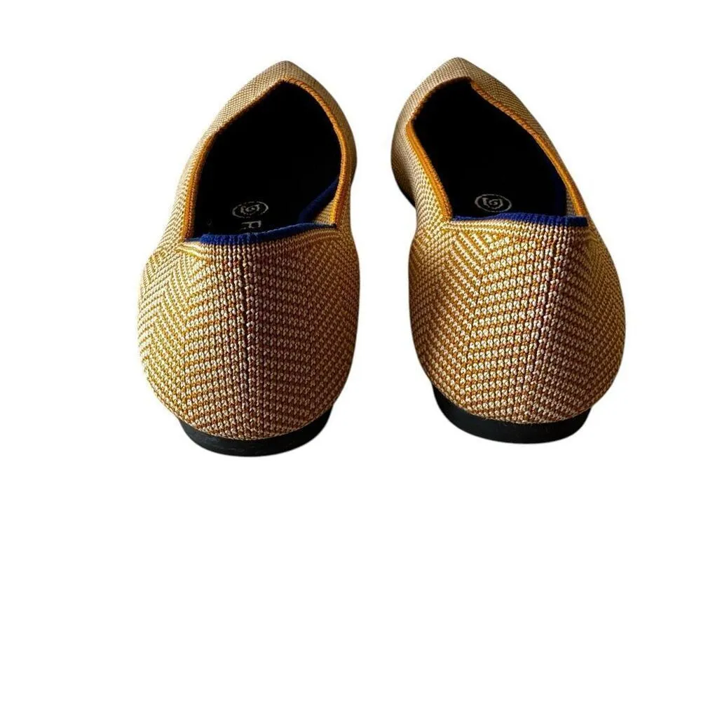 Rothy’s The Point Toe Yellow White Chevron Slip On Shoes Ballet Flats Knit  Sz 7 - Image 4