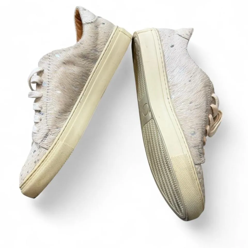 Diba Cow Hair Lace Up Metallic Silver Sneakers - Image 2