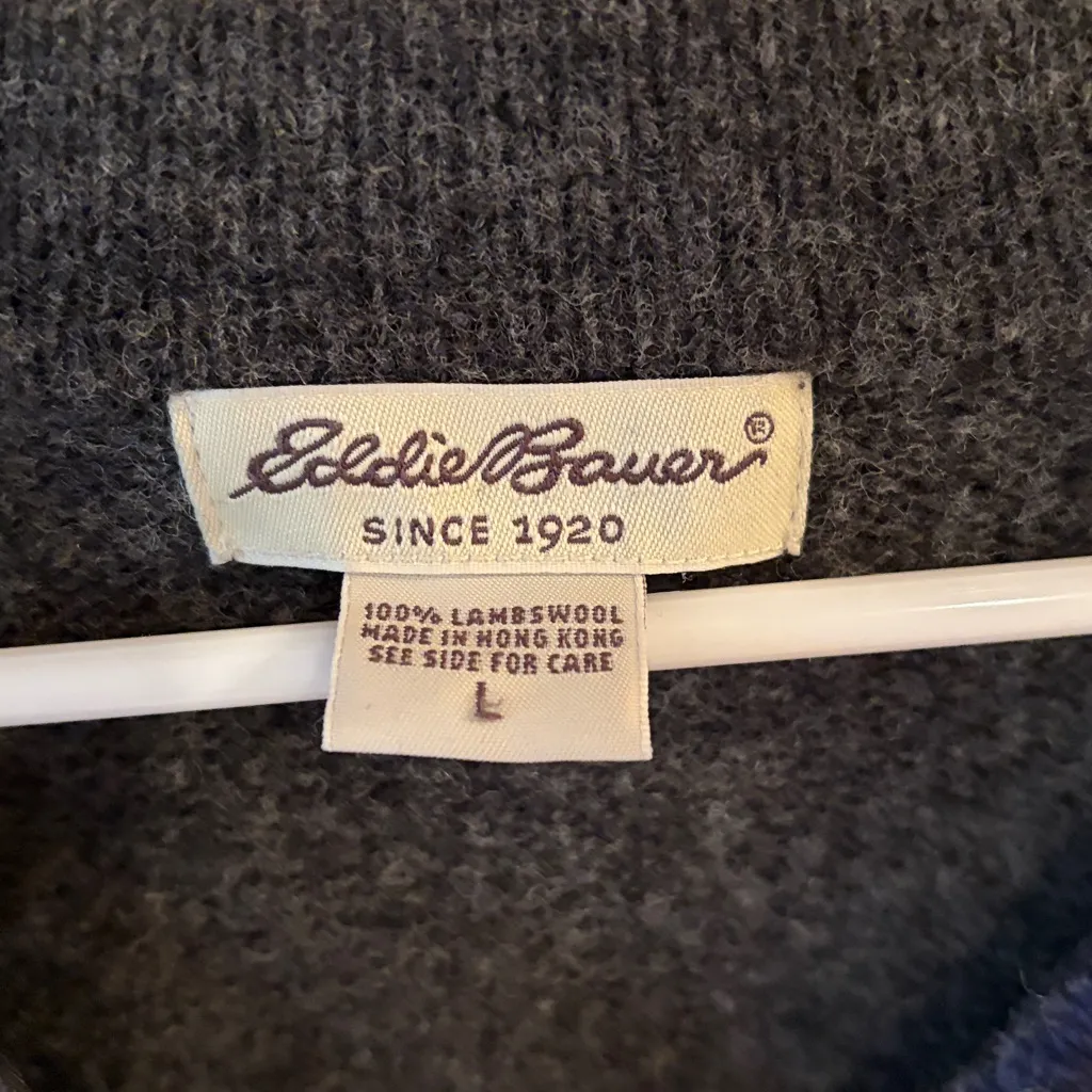 Eddie Bauer Womens Vintage 100% Lambswool Cardigan Button Down - Image 2