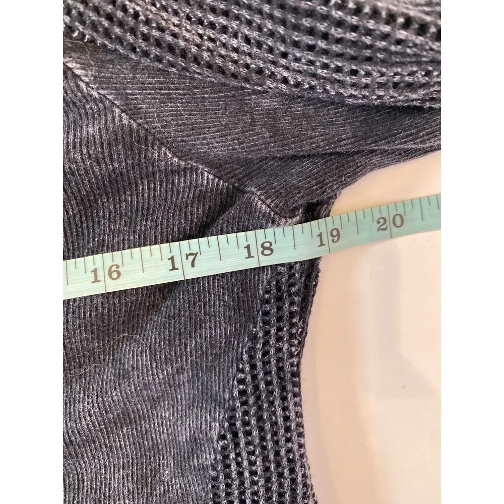 T Party Fish Net Ribbed Panel Hoodie Mineral Navy Sz Lg Zipper Shark Bite Hem Blue - Image 9