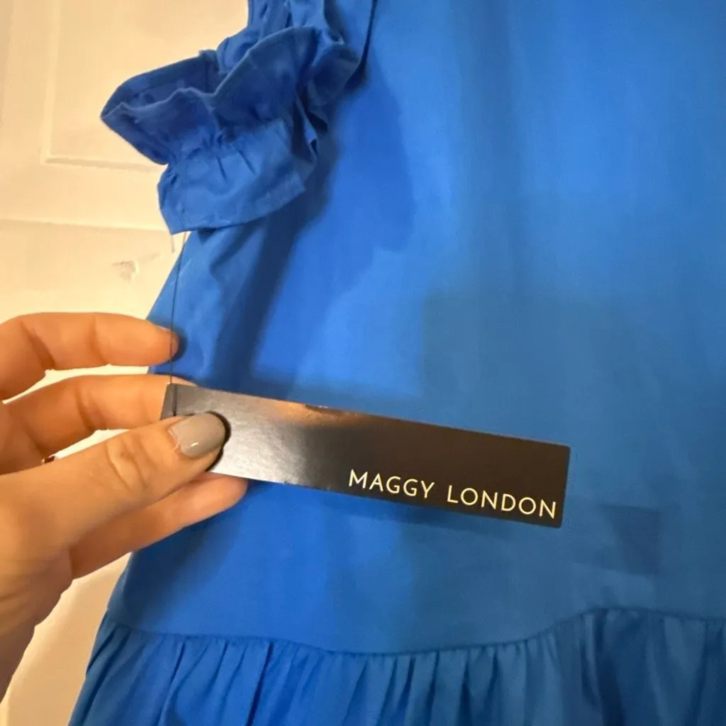 Maggy London NWT blue cotton ruffle sleeve dress 6 - Image 8