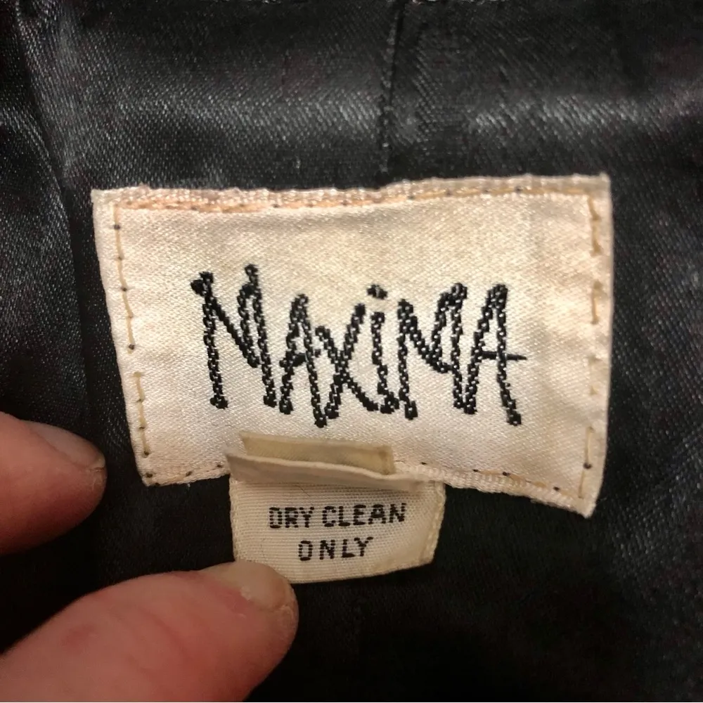 Vintage 80s 90s Maxima Boxy Leather Jacket Asymmetric Front Collar Bomber Style Black Size L - Image 14