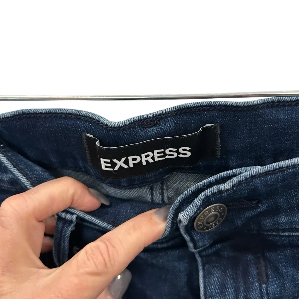 Express Denim Perfect Ankle Distressed Stretch Jeans Dark Wash Size 4 - Image 2