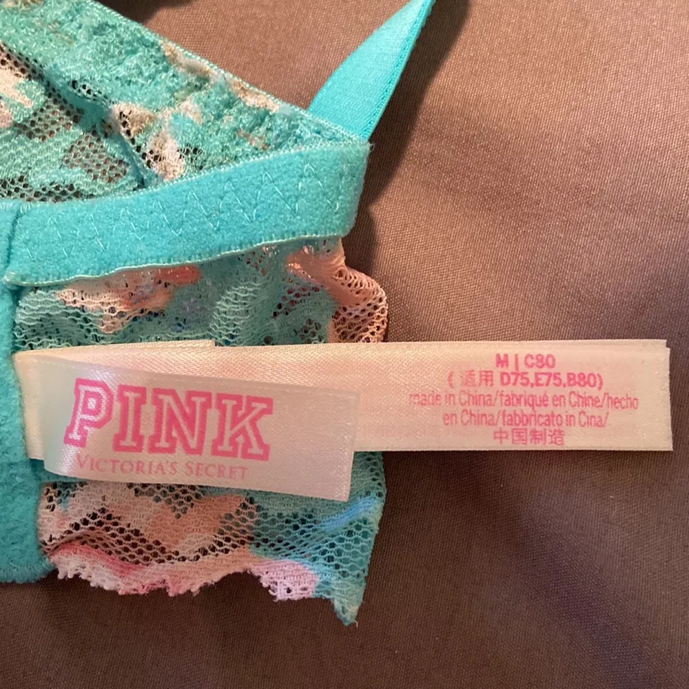 VS PINK Teal Lace Push Up Bra size M. - Image 6