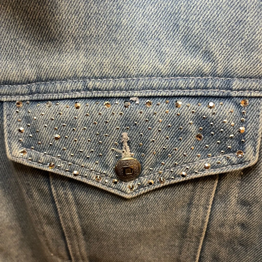Christine Alexander Blue Denim Jacket with Sequins Size L - Image 4