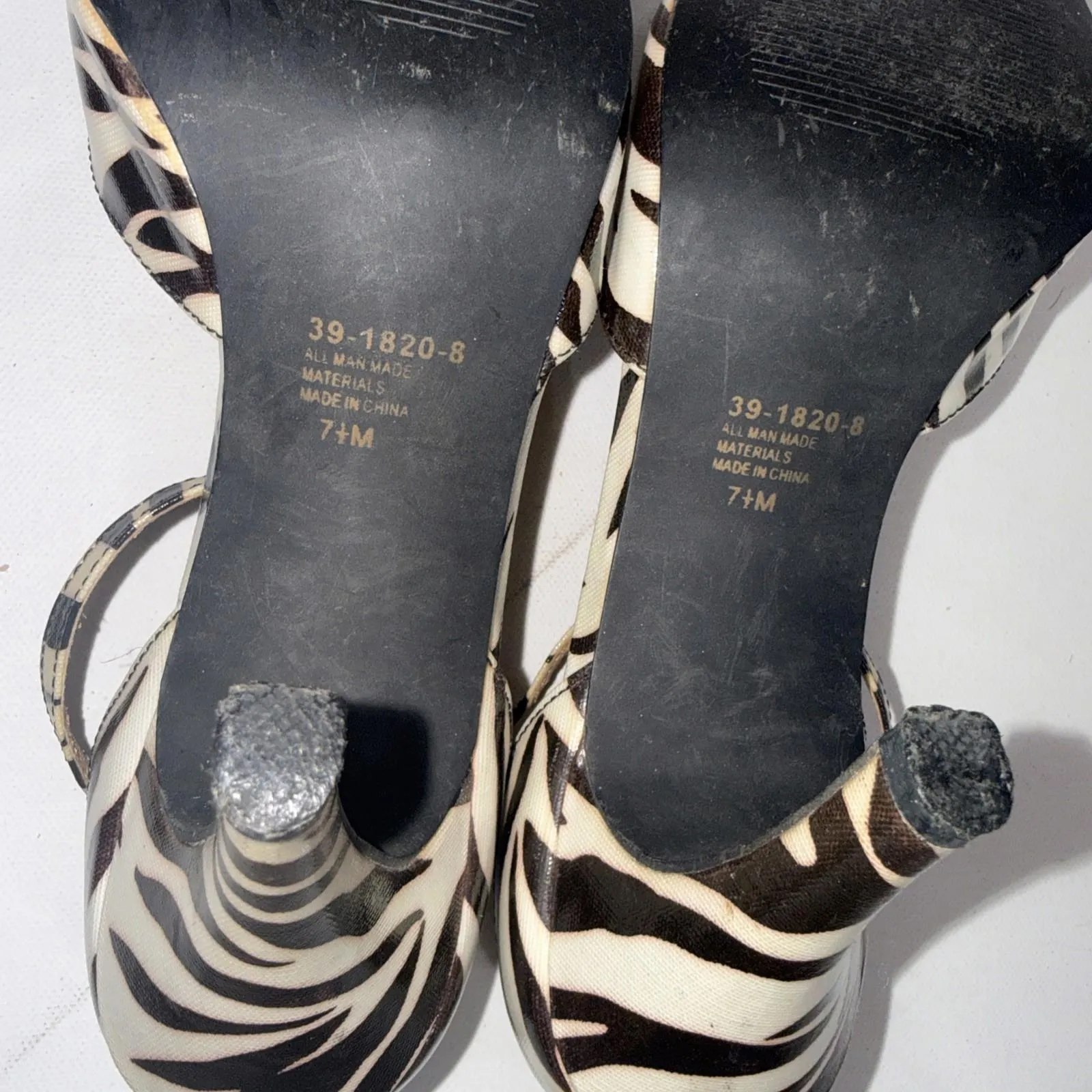 Bijou New York Brown White Animal Zebra Print Y2K Strappy Heels Size 7.5 - Image 11