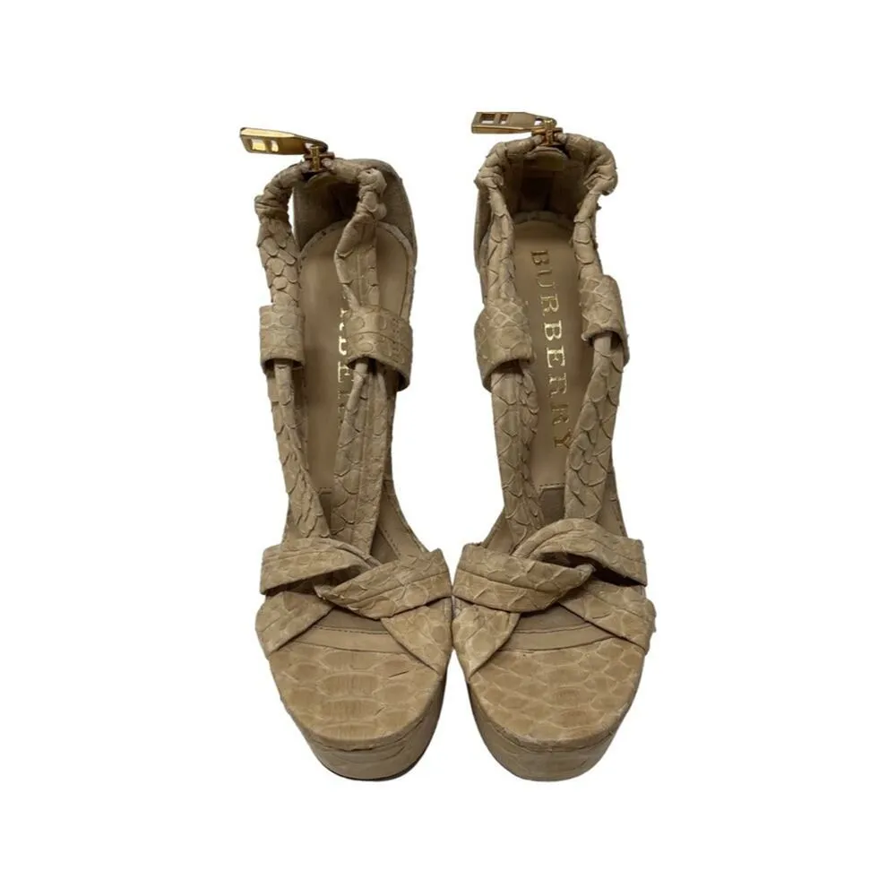 BURBERRY 2000s pink powder snakeskin platform Sandals sz 35 - Image 3