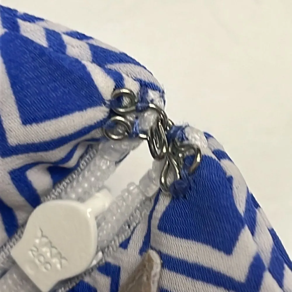 Banana Republic Sleeveless Royal Blue White Abstract Diamond Lined Top- Size 6 - Image 11