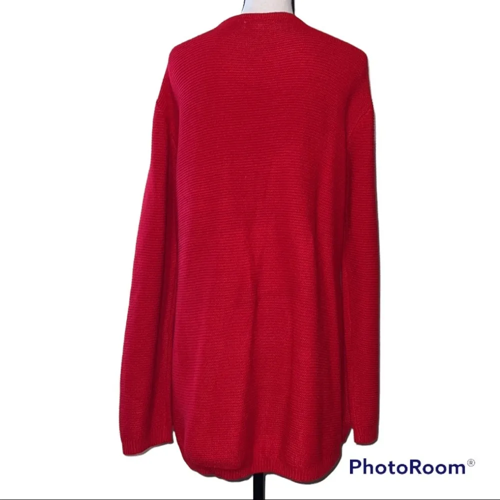 NY&C size XL womens pullover hi low sweater red half zip v - Image 2