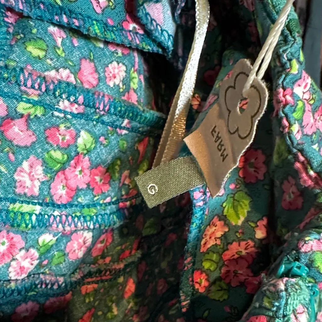 FARM Rio Strapless Green mini Dress with Pink Floral Accents - Image 5