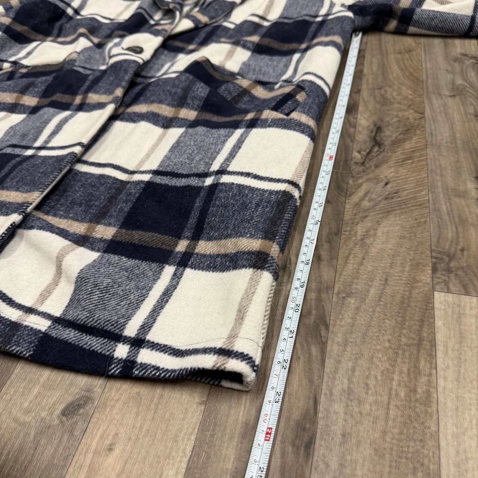 Melloday wool blend blue plaid pea coat - Image 4