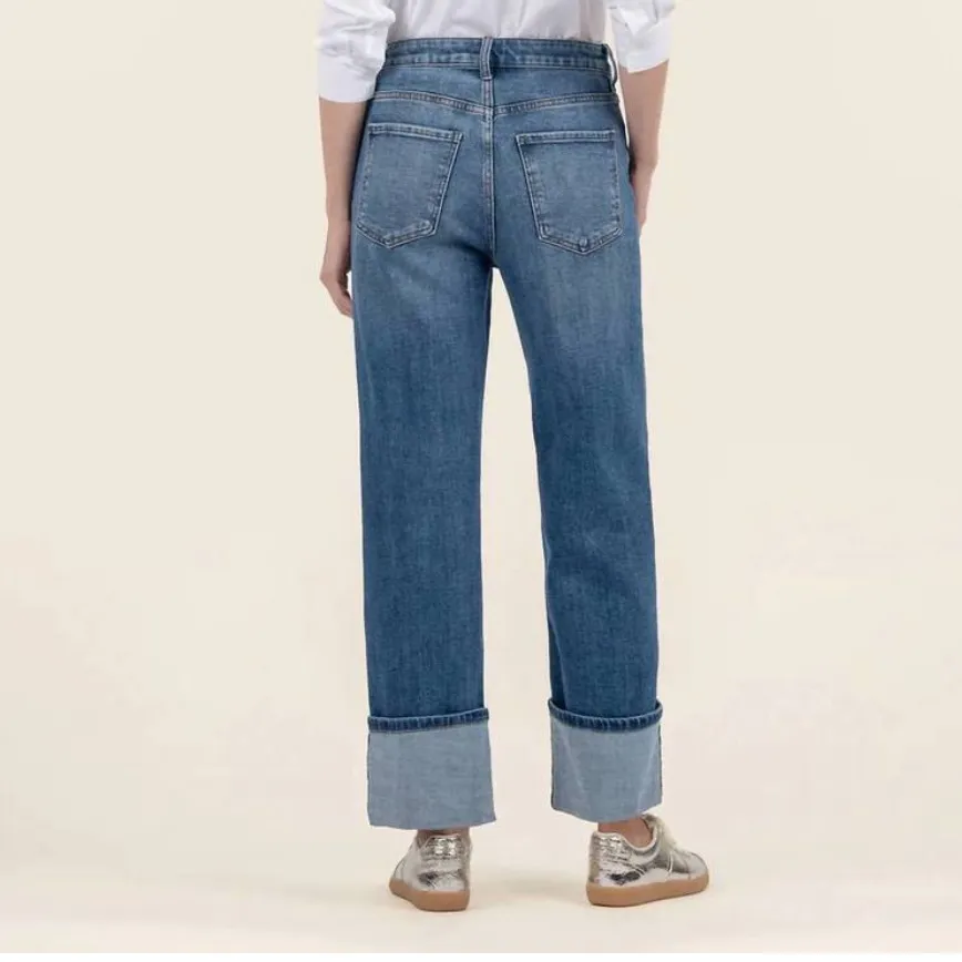Kut from the Kloth Sierra Wide Leg High Rise Cuffed Hem Denim Jeans - Image 3